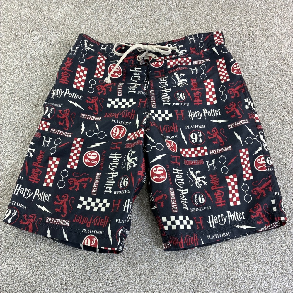 Harry Potter Swim Trunks Shorts Men's Medium Black Red Gryffindor Platform 9 3/4